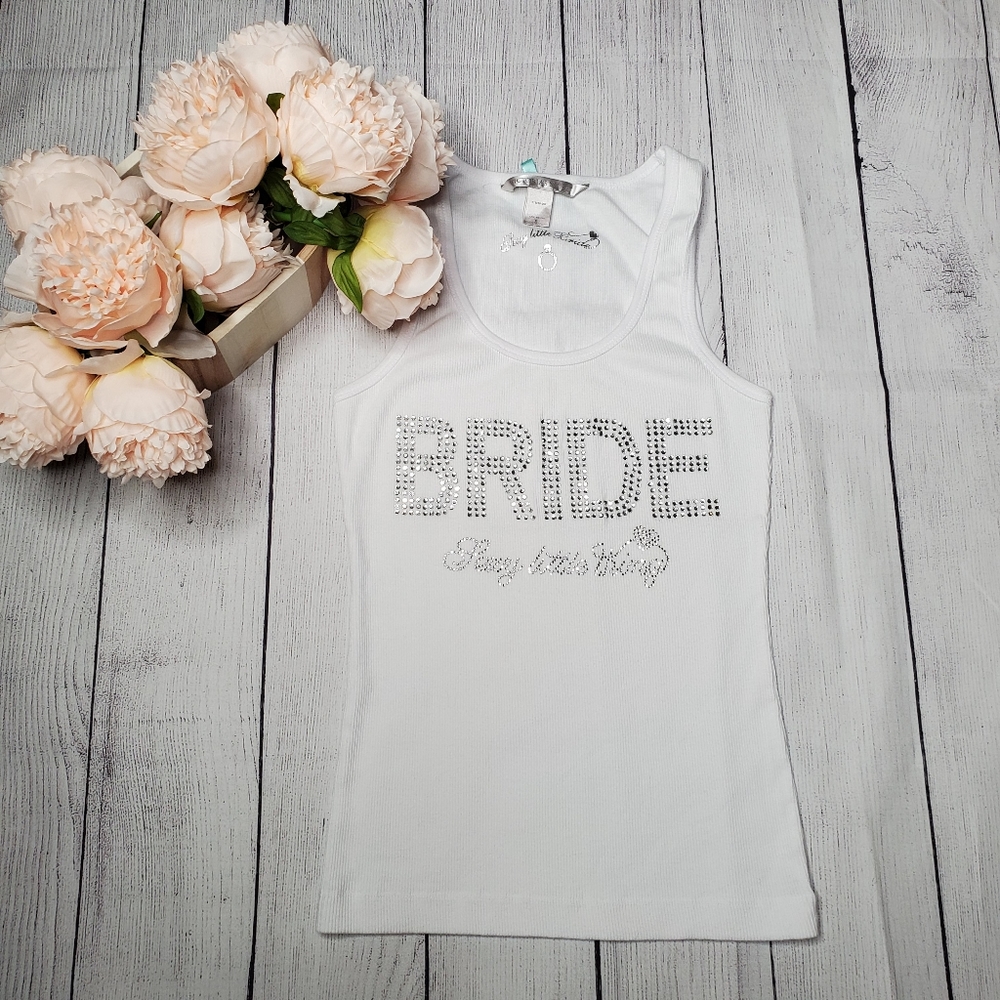 Victoria's Secret Rhinestone Bride White Ribbed Tank Top Size S - Picture 2 of 9